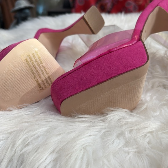 🌸🌸HOT PINK OPEN SQUARE TOE CLEAR MULES🌸🌸 - Picture 4 of 4